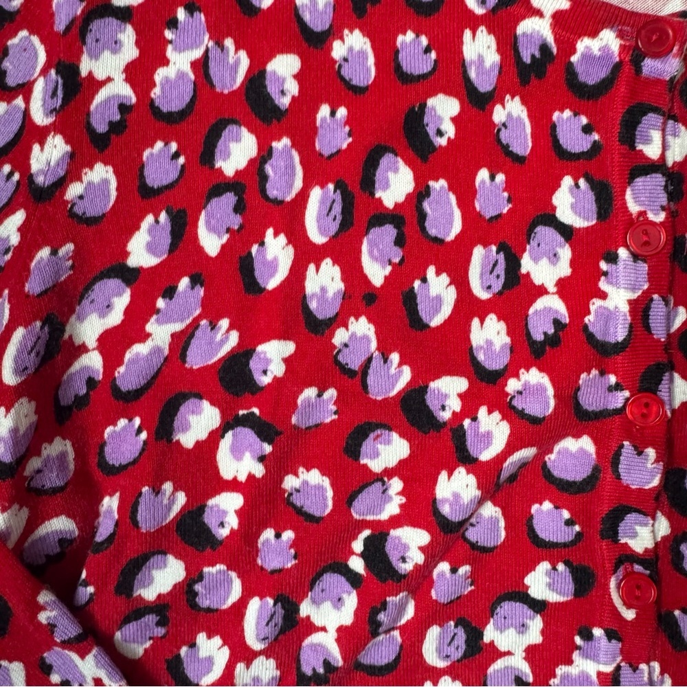 Talbots Cardigan Women L Petite Floral Button Front Career Work Layering Red - Picture 2 of 10